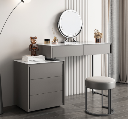 Grauer Schminktisch Designer Schlafzimmer Möbel Holz Luxus Frisiertisch