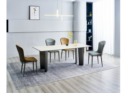 Esszimmergarnitur Stilvoller Esstisch Küchenstühle 4x Kunstleder Stühle