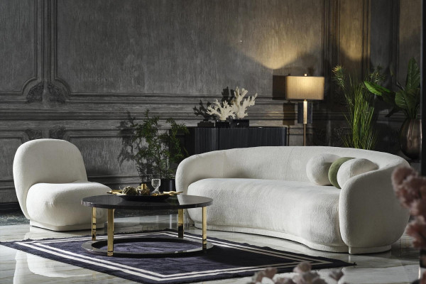 Sofagarnitur Garnitur Stoffsofa Weiß Polstersofa Modern Set 2tlg Sofa