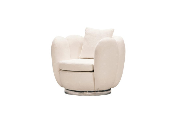 Moderne Sessel Einsitzer Sitzer Weiß Stoff Wohnzimmer Relaxsessel