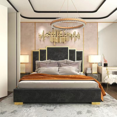 Bett 2x Nachttisch 3 tlg Schlafzimmerset Design Modern Luxus Nachttische