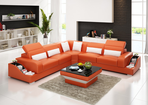 Ledersofa Couch Wohnlandschaft Ecksofa Eck Garnitur Modern Sofa Design