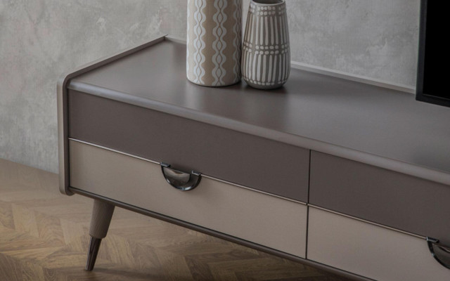 Graues Sideboard Designer Wohnzimmer TV-Ständer RTV Lowboard Möbel Neu