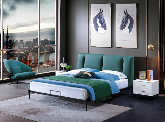 Grünes Design Bett Doppel Luxus Ehe Modernes Hotel Gestell Schlaf