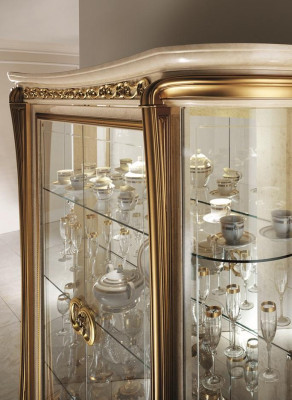 Esszimmer Set Garnitur Vitrine Tisch 6x Stuhl Kommode Spiegel Barock Neu 10tlg.