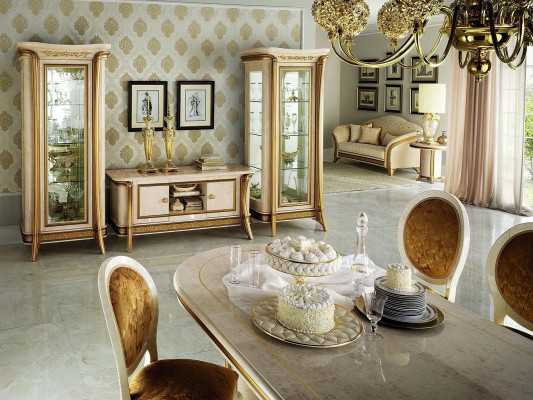 Wohnzimmer Sideboard 2x Vitrine 3tlg. Wohnwand Möbel arredoclassic Set Design