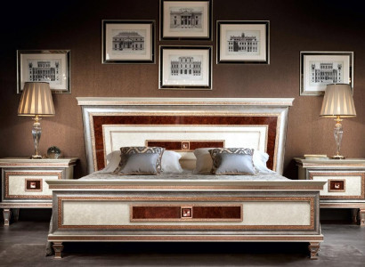 Bett 2x Nachttische 3tlg. Italienische Möbel Schlafzimmer Betten Holz Neu Set