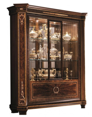 Vitrine Schrank Vitrinen Wohnzimmer Schau Schränke Design Rokoko Barock Holz neu
