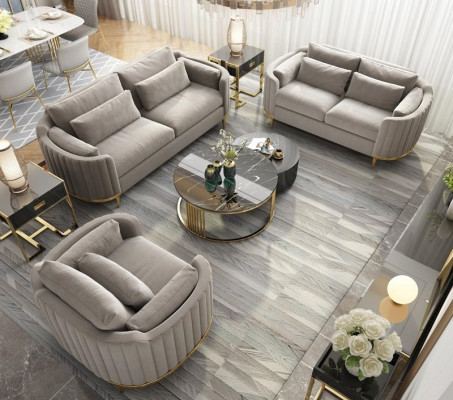 Sofagarnitur Designer 3+2+1 Sitzer Sofa Couch Stoff Garnitur Polster Set