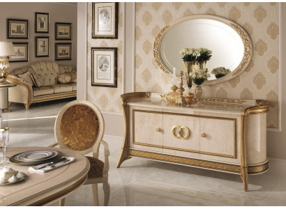 Kommode Holz Möbel Barock mit Spiegel Luxus Italienische Möbel 2tlg Garnitur Neu