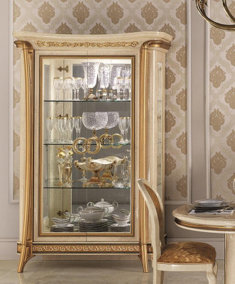 Vitrine Vitrinen Schrank Glasschrank Wohnzimmer Regal Barock Rokoko Echtes Holz