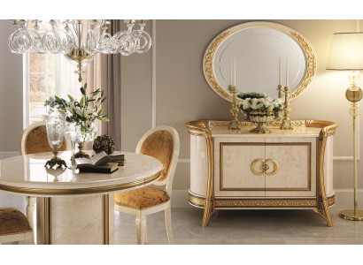 Möbel Stil Barock 2tlg Set Kommode mit Spiegel Luxus Holz Italienische Möbel Neu