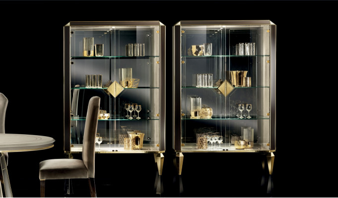 Designer Italienische Schicke Holz Möbel Modern Stil Schrank Vitrine Wohnzimmer