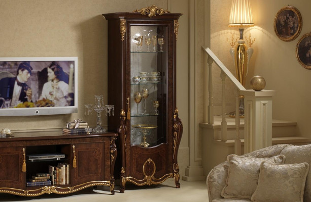 Klassische Schrank Bücherschrank Bücherregal Vitrine Vitrinenschrank Glasschrank