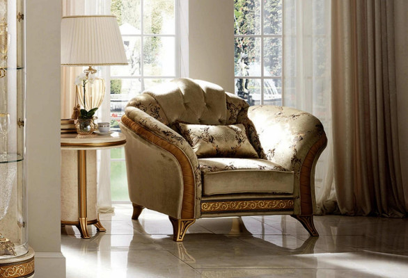 Luxus Fernseh Klassische Sessel Lounge 1 Sitzer Stoff Relax Club arredoclassic