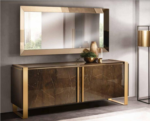 Buffet Anrichte Kommode Spiegel Echte Handarbeit Holz Regal Regale 2tlg