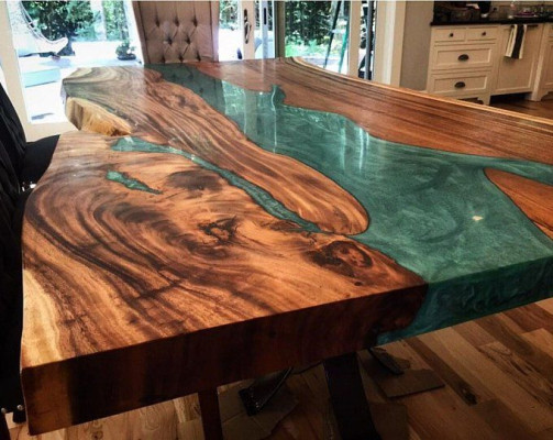 Esstisch epoxid harz echtes holz massive möbel epoxy tisch giessharz wasserfall