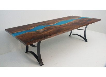 Esstisch tische epoxid harz echtes holz massive möbel epoxy tisch wasserfall neu