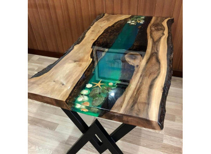 Tisch esstisch tische harz epoxy massive design möbel 200x100 echtes holz epoxid