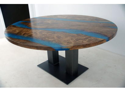 Runder Esstisch River Table Echtes Holz Flusstisch 150cm Tische Epoxidharz