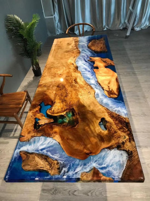 Esstisch Design Tisch Harz Moderne Tische Meer Fluss Möbel 220x90 Epoxid Ozean