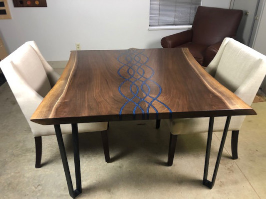 Fluss Tische Esstisch Design Tisch Moderne Meer Möbel 100x100 Epoxid Harz Ozean