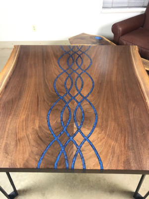 Fluss Tische Esstisch Design Tisch Moderne Meer Möbel 100x100 Epoxid Harz Ozean