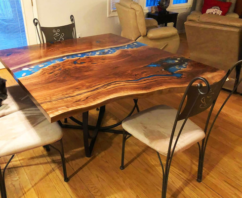 Maßanfertigung Tisch Epoxidharz Epoxy Resin Fluss Echtes Holz Preis 1qm Tische