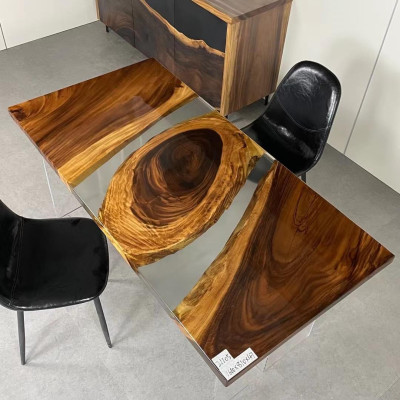 Holz Massive Möbel Esstisch Epoxid Harz Echtes Epoxy Tisch Giessharz