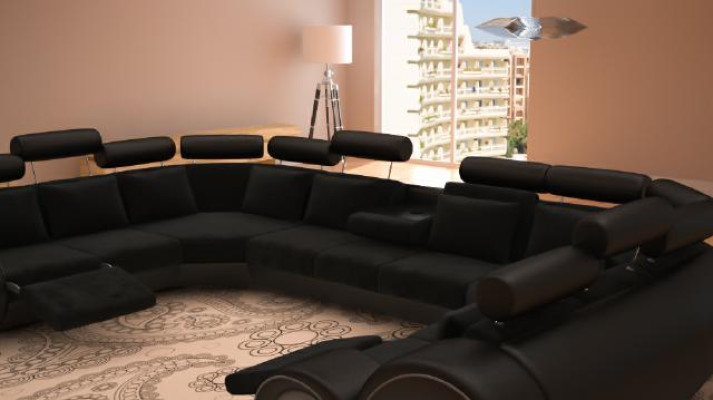 Designer XXL Wohnlandschaft Sofa mit USB Couch Polster Ecksofa Textil Stoff Neu