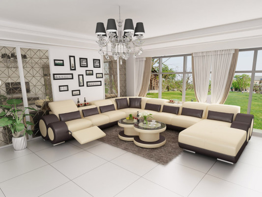 Ledersofa Couch Wohnlandschaft Ecksofa Eck Garnitur Design Modern Sofa