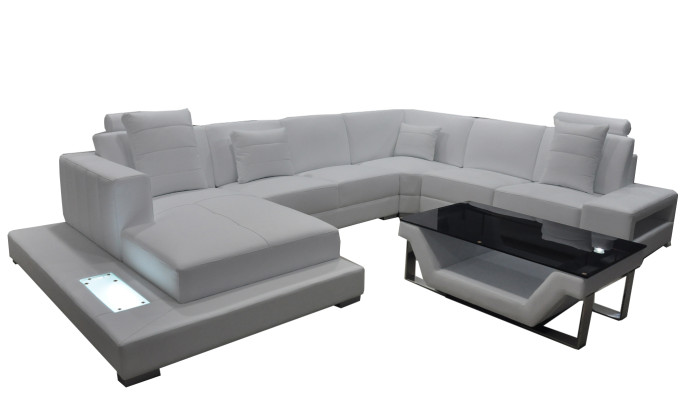 Eck Leder Sofa Couch Polster Ecke Sitz Garnitur U Form Wohnlandschaft Design