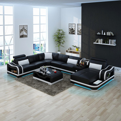 Ledersofa Couch Wohnlandschaft Garnitur Design Modern Ecke Dekorative Sofa
