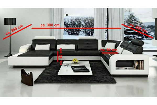 SCHLAFSOFA SOFA GARNITUR WOHNLANDSCHAFT ECKCOUCH ECKSOFA LEDERSOFA mit USB Neu