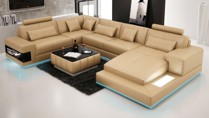 Ledersofa Couch Wohnlandschaft Modern Ecksofa Eck Dekor Garnitur Design