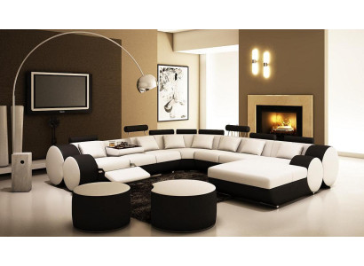 DESIGNER LEDERSOFA XXL WOHNLANDSCHAFT BIG SOFA COUCH POLSTERECKE ECKSOFA NEU
