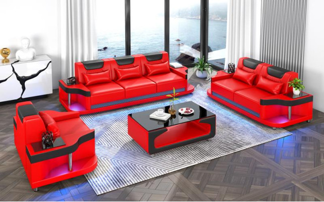 Sofagarnitur 3+2+1 Sitzer Set Design Sofa Polster Couchen Wohnzimmerset Leder