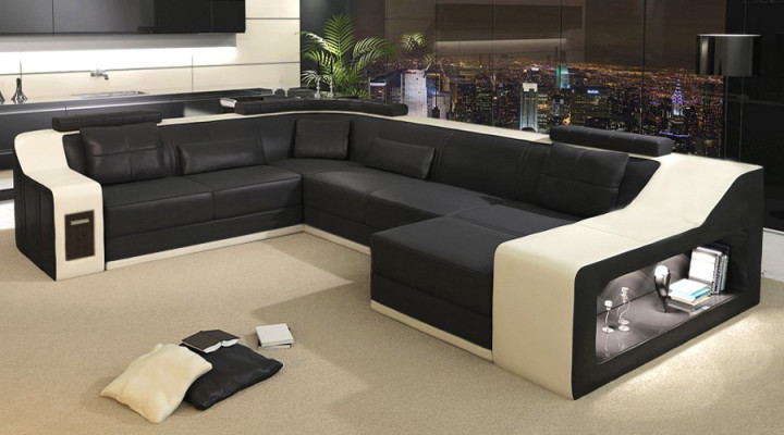 Ledersofa Couch Wohnlandschaft Ecksofa Eck Garnitur Design Modern Sofa Neu B2017