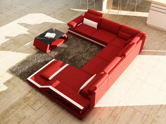Designer Sofa Ecksofa Wohnlandschaft Big Modernes Ledersofa +USB Patentiert NEU