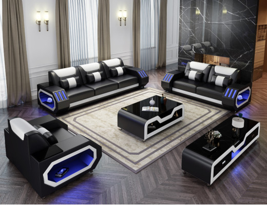 Sofagarnitur Leder Polster Couch Set Sofa 3+2+1 Sitzer Garnitur G8046D Couchen