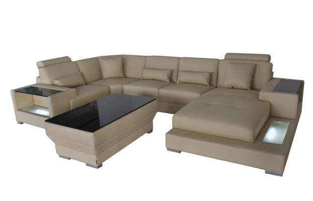 Ledersofa Wohnlandschaft Garnitur Design Modern Ecke Sofa U-Form G8023