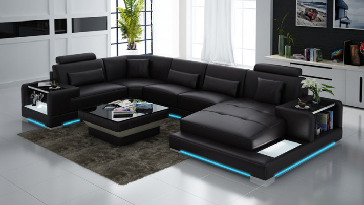 Ledersofa Wohnlandschaft Garnitur Design Modern Ecke Sofa U-Form G8023