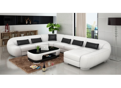 Wohnzimmerhighlight U-förmiges Lederecksofa für zeitgemäßen Luxus