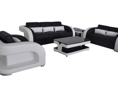 XXL Leder Wohnlandschaft Garnitur Design Modern Sofagarnitur 3+2+1 F3002C+Tisch