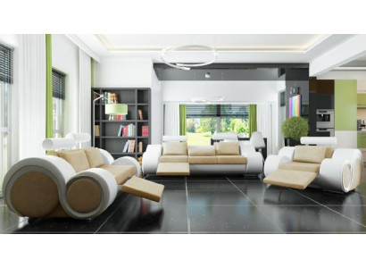 Sofagarnitur Polster Sofa Couch Leder Garnitur Wohnlandschaft 3+2+1 Textil BER
