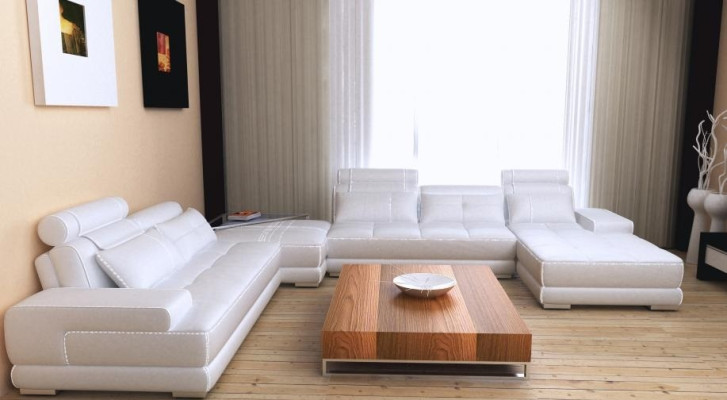 Ecksofa Sofa Couch Wohnlandschaft Ledersofa XXL Designer Sofas Wolfhagen Weiß