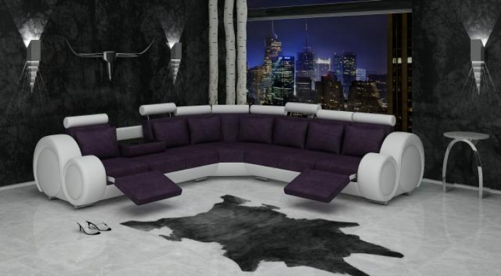 TEXTIL SOFA mit USB DESIGNERSOFA GARNITUR LEDER ECKSOFA WOHNLANDSCHAFT ECK NEU