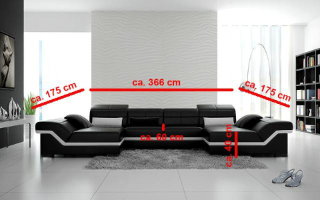 Big Ledergarnitur Polster Neu Ledersofa XXL Sofa mit USB Ecksofa Wohnlandschaft