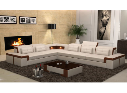 Ledersofa Couch Wohnlandschaft Ecksofa Eck Garnitur Design Modern Sofa B2021