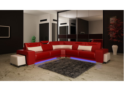 Ledersofa Couch Wohnlandschaft Ecksofa Eck Garnitur Design Modern Sofa F3011B